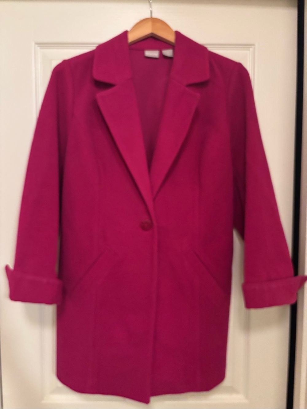Chicos Women’s Tailored Single-Button Magenta Coat